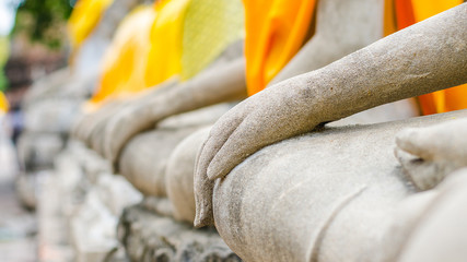 Buddha statues in Ayutthaya,Watyaichaimongkol Thailand