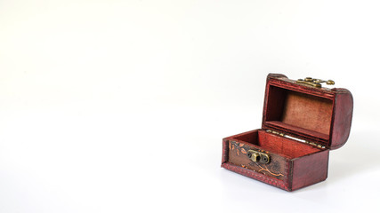 Vintage wooden box on white background