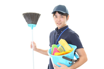 笑顔の清掃員