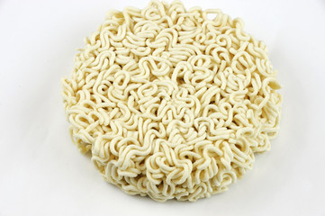 dry instant noodle on white background
