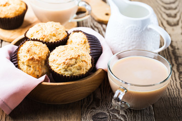 Afternoon tea with homemade muffins