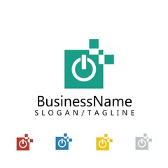 Power Button Computer logo icon Vector