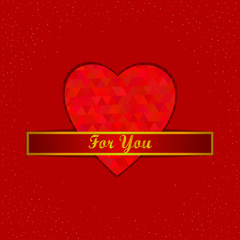 Greeting card with red diamond heart