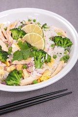fried rice with vegetable and chicken