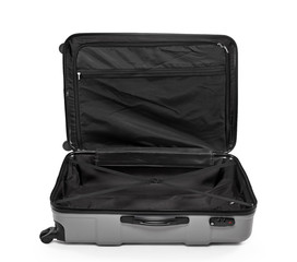 grey suitcase opened
