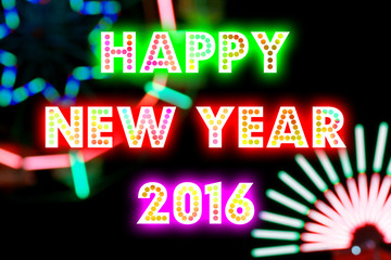 Fototapeta na wymiar HAPPY NEW YEAR 2016 word with colorful decoration