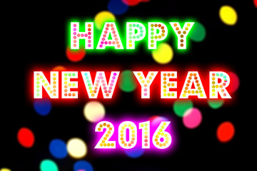 Fototapeta na wymiar HAPPY NEW YEAR 2016 word with colorful decoration