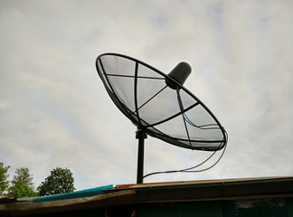 Satellite antenna on roof