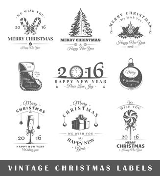 Set of vintage Christmas labels