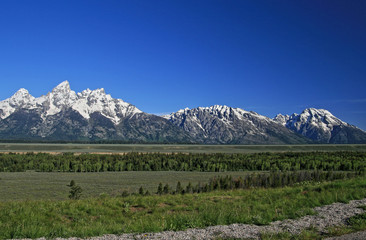 Grand Tetons mountain range in Grand Tetons National Park NP in Wyoming United States USA