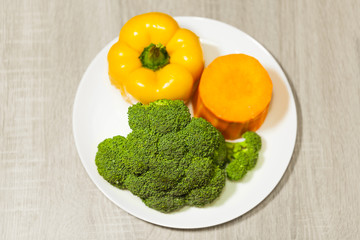 organic broccoli, pepper and pumpkin