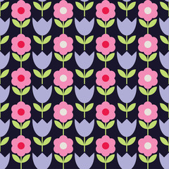 Seamless colorful vector background with decorative flowers