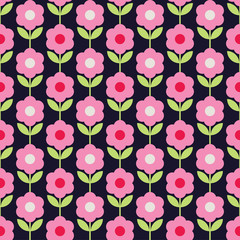 Seamless colorful vector background with decorative flowers