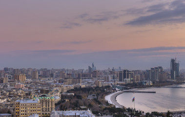 Panorama Baku at sunrise.Azerbaijan