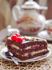 chocolate cake with cherries