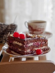 chocolate cake with cherries