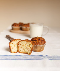  Muffins on table. Studio.