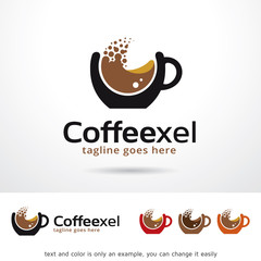 Coffee Pixel Logo Template Design Vector