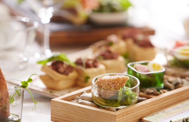 Obraz na płótnie Canvas Different meals and snacks on a table.