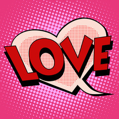 Plakaty  Komiks bańka w kształcie serca miłość