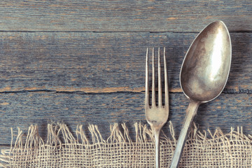 Spoon and fork on the table