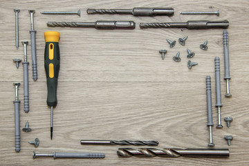 Different construction tools.