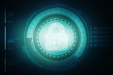 Obraz premium Safety concept: Closed Padlock on digital background