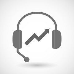 Remote assistance headset icon with  a graph