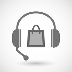 Remote assistance headset icon with  a shopping bag