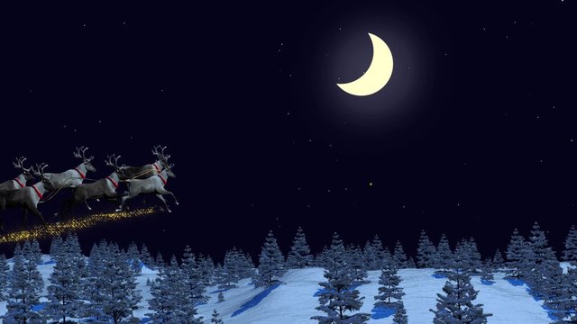 Traineau du P&egrave;re No&euml;l avec d&eacute;cors
