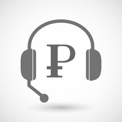 Remote assistance headset icon with  a ruble sign