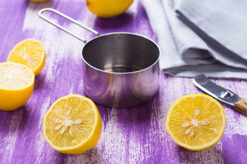 Lemons on the wooden table