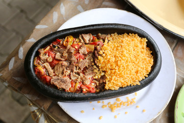skillet meat with rice