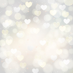 abstract silver background with transparent hearts