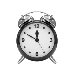 Black alarm clock on white