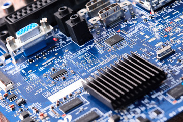Obraz premium Electronic circuit board close up.