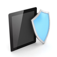 Tablet PC and shield on whute device security concept