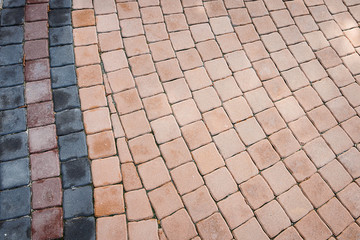 Pattern of small brick block walkway in the garden