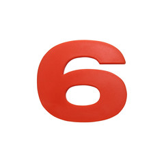 Number six made of plastic isolated over the white background.