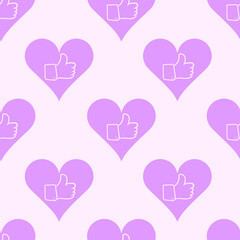 Seamless likes in violet hearts