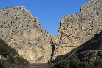 vistas del desfiladero de los Gaitanes lugar donde se ubica el caminito del rey, Ardales, Málaga