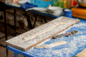 Set up to make deep-fried doughstick in breakfast