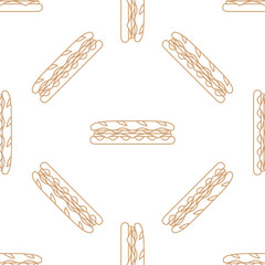 sub sandwich outline seamless pattern.