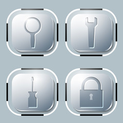 Set of four icon and different symbols