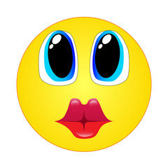 Kiss emoticon isolated on white background