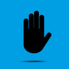 Hand on a blue background with shadow