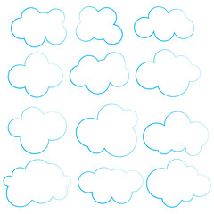 set of clouds on a white background vector
