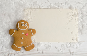 Christmas card with the gingerbread man