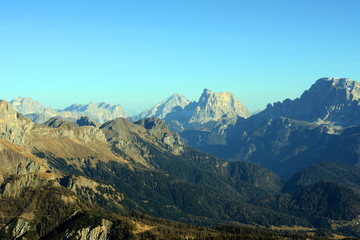 Around Marmolada, Dolomiti superski, Italy, Tre Valli. Moena-Lusia, Passo S. Pellegrino, Falcade.