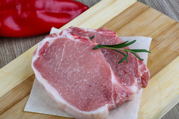 Raw pork steak